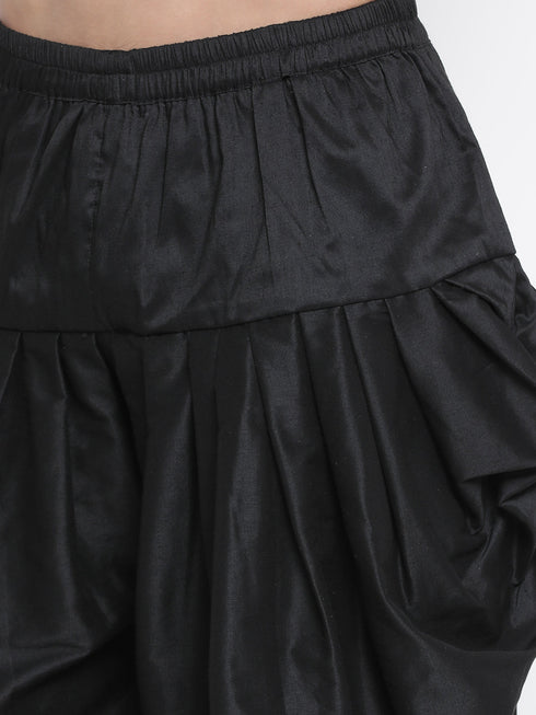 Vastramay Vastramay Men's White Silk Blend Curved Kurta Dhoti Set